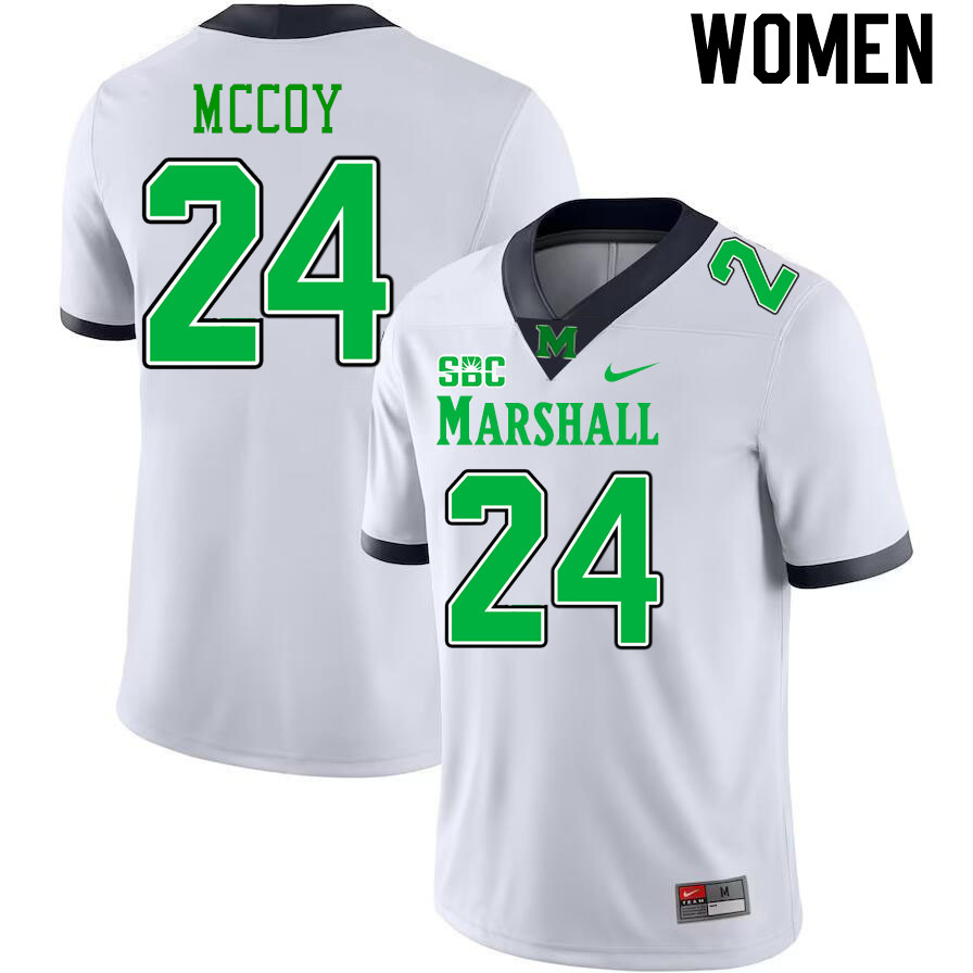 Women #24 Thomas McCoy Marshall Thundering Herd SBC Conference College Football Jerseys Stitched-Whi